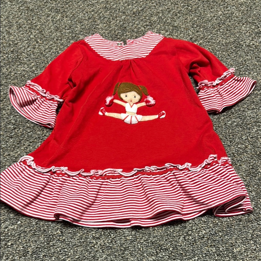 Squiggles Red Cheerleader Dress with Striped Ruffles